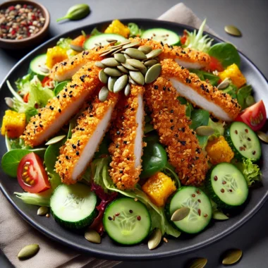 Gerillter Hühnerstreifen Salat